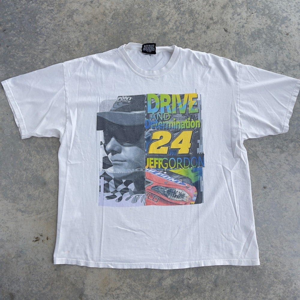 Chase Authentics Jeff Gordon NASCAR T-Shirt Mens XL White Graphic Tee 24